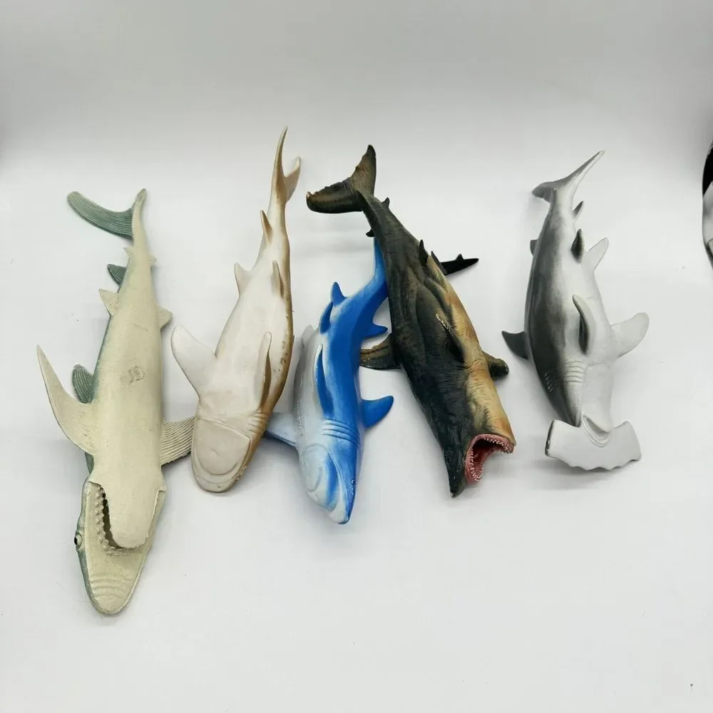 Unbranded Lot Of Large Plastic Sharks Educational Zoo Animals Ocean Life Vintage